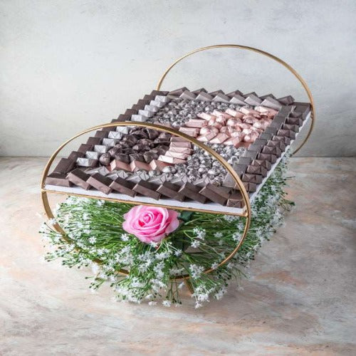 Decorative Tray with Flowers and sweets