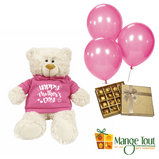Mother's Day Teddy, Belgian Chocs & Balloons Gift Set