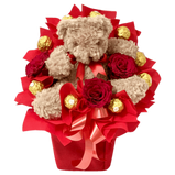 Surprise Gift Idea full of chocolates, Roses and Teddy