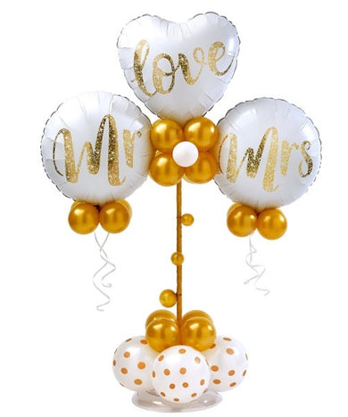 Golden and white Balloon Bouquet